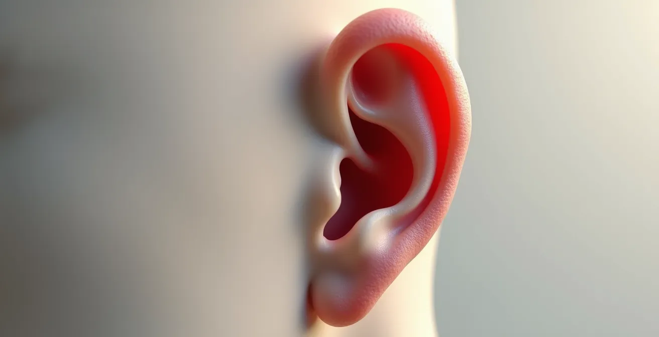 Detailaufnahme der Ohrmuschel-Anatomie mit sichtbarer Anthelixfalte