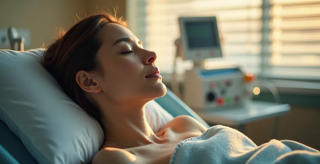 Ruhiger Aufwachraum mit medizinischer Überwachung nach einer Operation