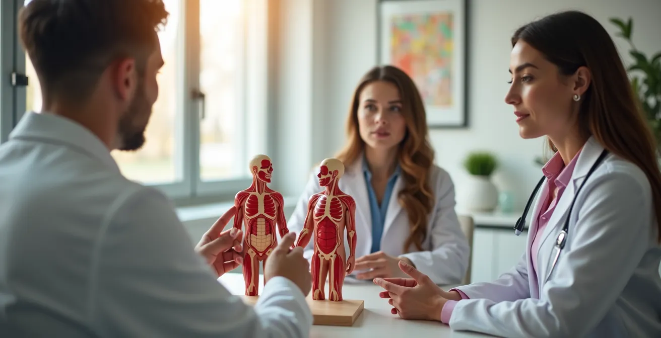 Vertrauensvolles Beratungsgespräch zwischen Arzt und Patient in der plastischen Chirurgie