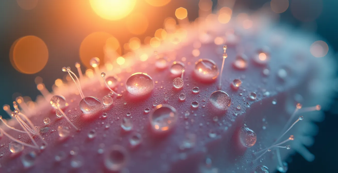 Makroaufnahme von Hautstruktur im Regenerationsprozess bei verschiedenen Tageszeiten