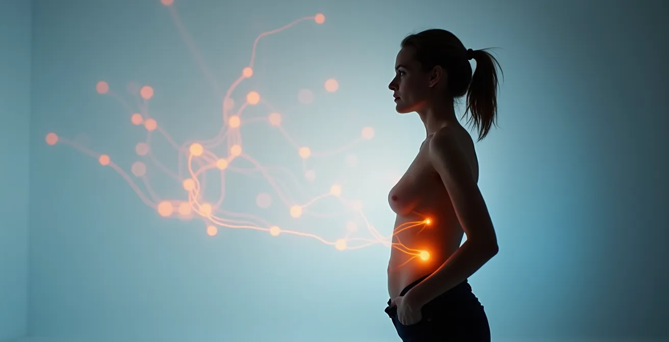 Abstrakte Darstellung der Verbindung zwischen Bauch und Kopfbereich