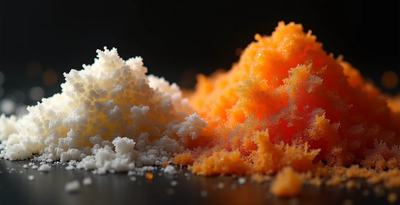 Makroaufnahme von entzündungsfördernden Lebensmitteln und deren Auswirkungen auf die Hautstruktur