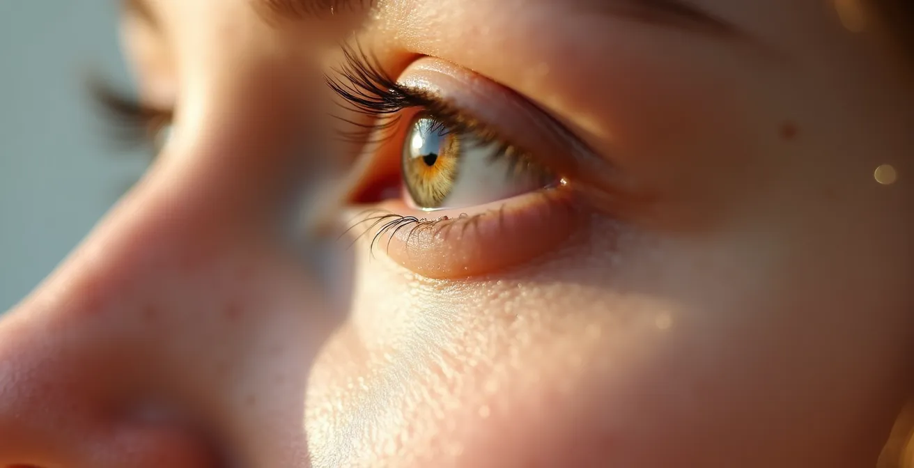 Makroaufnahme der Fettumverteilungstechnik bei Tränensäcken