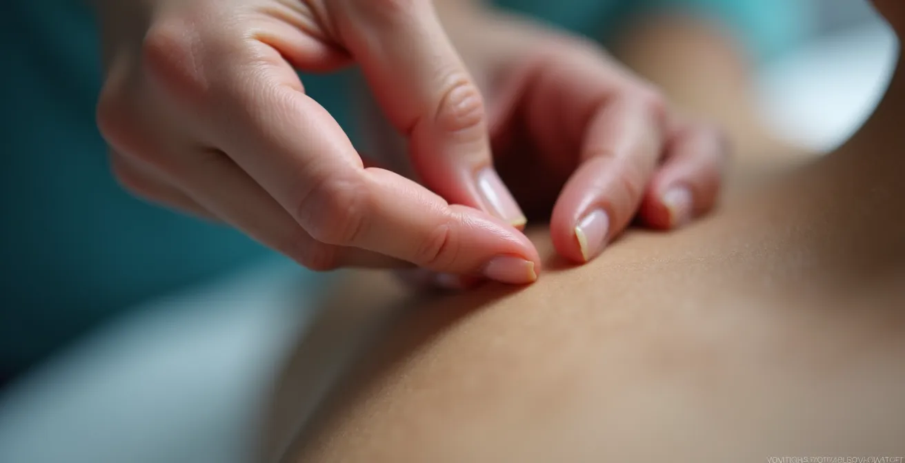 Makroaufnahme eines Gelenks während einer manuellen Therapiebehandlung