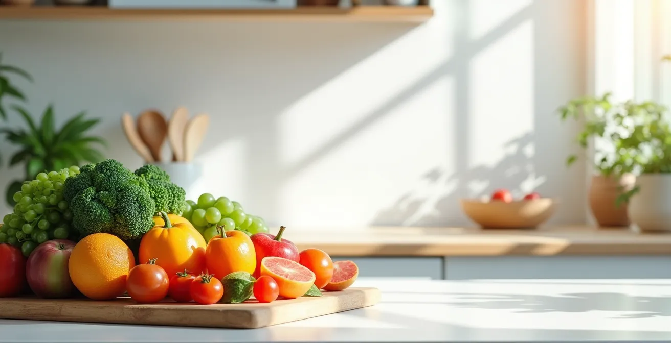 Minimalistische Darstellung gesunder Ernährung und Vorbereitung