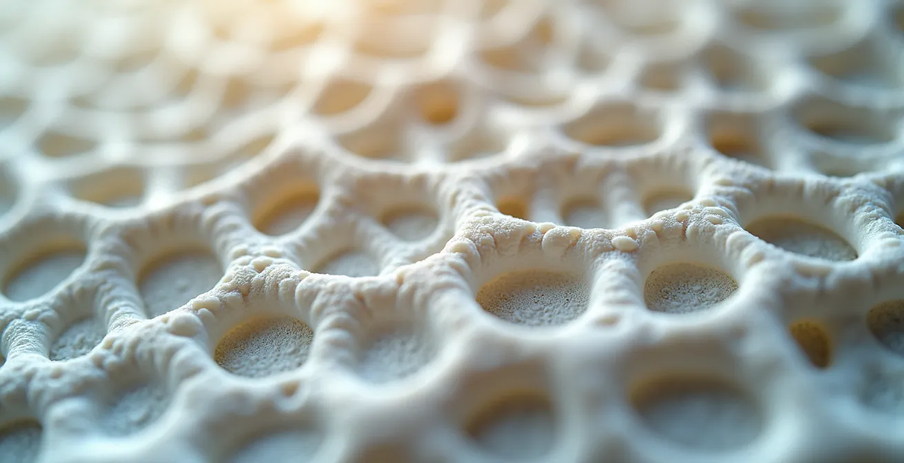 Makroaufnahme von Knochenstruktur unter mechanischer Belastung beim Training