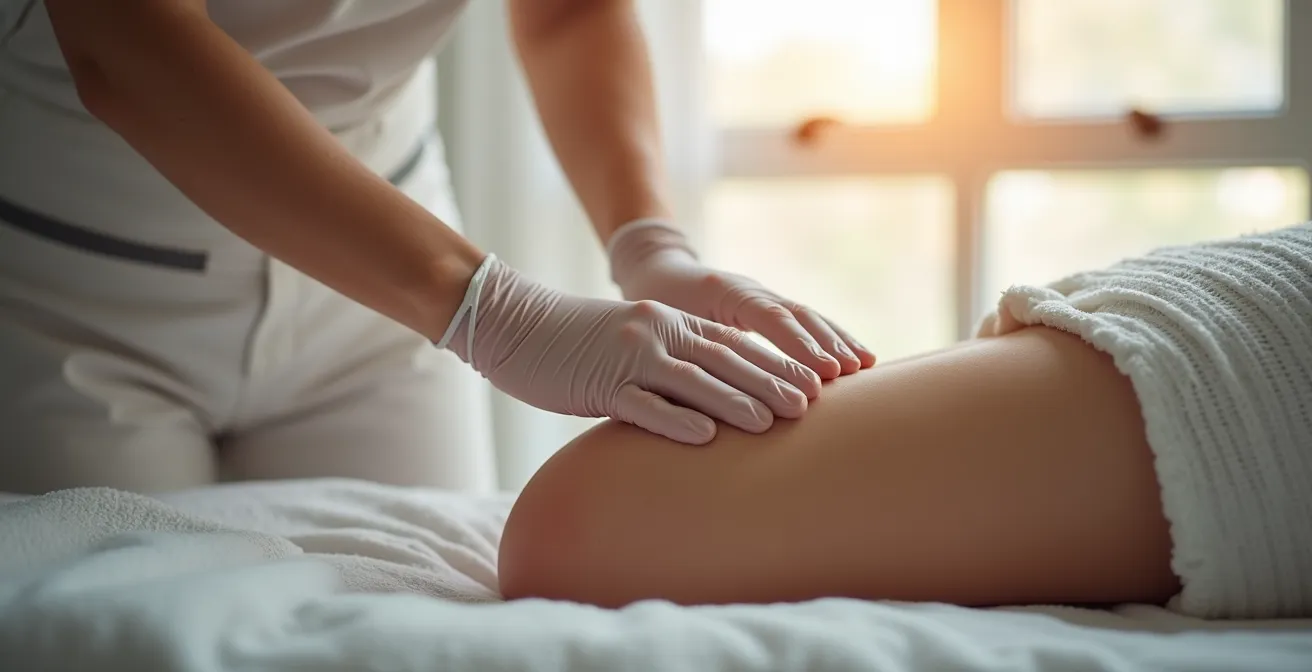 Professionelle Lymphdrainage-Massage zur Nachbehandlung nach Liposuktion