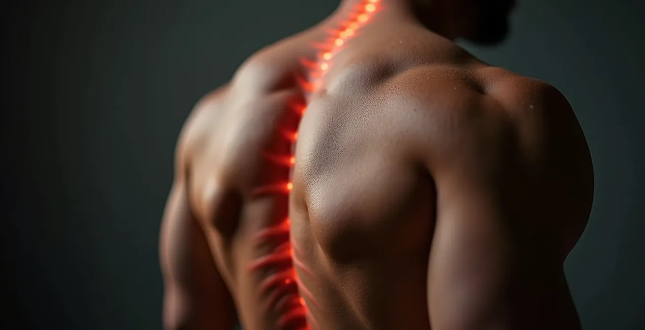 Detailaufnahme der Rückenmuskulatur in gesunder Haltung, die die Wichtigkeit der Haltungskorrektur symbolisiert.