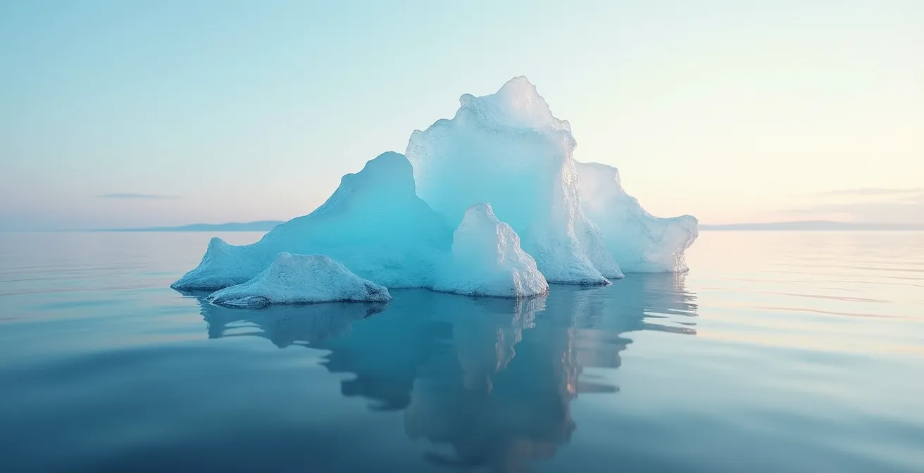 Metaphorische Darstellung von viszeralem Bauchfett als Eisberg unter der Oberfläche