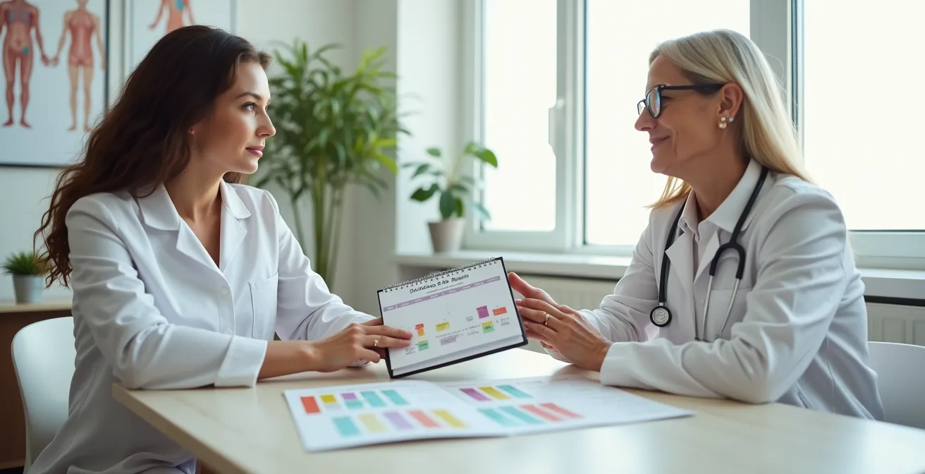 Kalender mit markierten Meilensteinen für die Planung einer Bruststraffung nach der Schwangerschaft