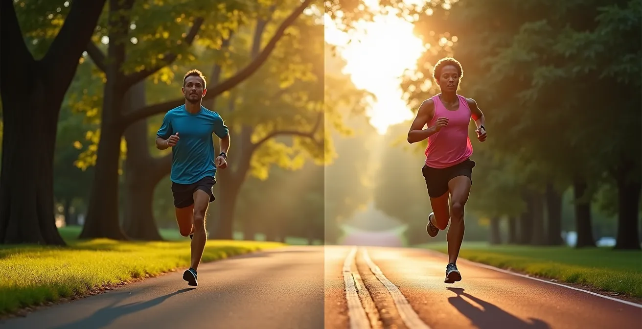 Sportler beim Intervalltraining mit unterschiedlichen Intensitätsstufen